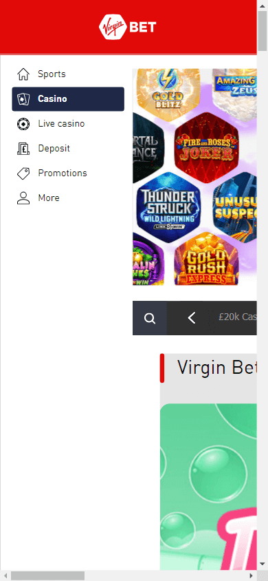 Virgin Bet Casino Mobile screenshot